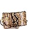 3-Compartment Multi-Color Snake Print Push-Lock Cross Body