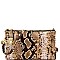3-Compartment Multi-Color Snake Print Push-Lock Cross Body
