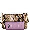 3-Compartment Multi-Color Snake Print Push-Lock Cross Body