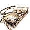 3-Compartment Multi-Color Snake Print Push-Lock Cross Body