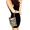 3-Compartment Multi-Color Snake Print Push-Lock Cross Body
