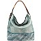 2-Way Metallic Laser-Cut Brush Painted Woven Hobo