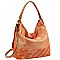 2-Way Metallic Laser-Cut Brush Painted Woven Hobo