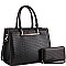 2-Way Structured Lizard Pattern Satchel Wallet SET