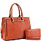 2-Way Structured Lizard Pattern Satchel Wallet SET