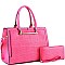 2-Way Structured Lizard Pattern Satchel Wallet SET