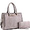 2-Way Structured Lizard Pattern Satchel Wallet SET