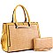 2-Way Structured Lizard Pattern Satchel Wallet SET