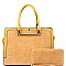 2-Way Structured Lizard Pattern Satchel Wallet SET