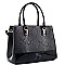 2-Way Structured Snake Print Patent Trim Satchel