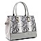 2-Way Structured Snake Print Patent Trim Satchel