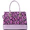 2-Way Structured Snake Print Patent Trim Satchel