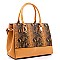 2-Way Structured Snake Print Patent Trim Satchel