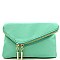 Handhold Flap Double Zipper Clutch