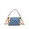 Monogram Metal Accent Denim Satchel / Crossbody Bag