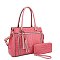 2- in-1 CROCODILE SATCHEL WALLET SET WITH TASSEL