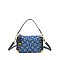Metal Accent Denim Satchel / Crossbody Bag