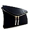 Handhold Flap Double Zipper Clutch