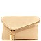 Handhold Flap Double Zipper Clutch