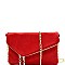 Handhold Flap Double Zipper Clutch