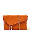 Handhold Flap Double Zipper Clutch
