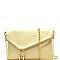 Handhold Flap Double Zipper Clutch