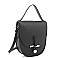 TRENDY PLAIN HANDLE CURVED CROSSBODY BAG