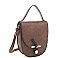 TRENDY PLAIN HANDLE CURVED CROSSBODY BAG