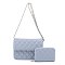 blue Quilted Shoulder Bag / Crossbody Set