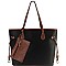 2 in 1 Two-Tone Classic Shopper Tote Wristlet Value SET