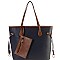 2 in 1 Two-Tone Classic Shopper Tote Wristlet Value SET