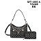 2-IN-1 Oval Pattern Shoulder Tote Bag w Wallet Set