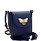 TWO TASSEL ACCENT BEE CHARM FLAP SHOULDER BAG