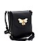 TWO TASSEL ACCENT BEE CHARM FLAP SHOULDER BAG