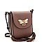 TWO TASSEL ACCENT BEE CHARM FLAP SHOULDER BAG