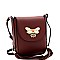 TWO TASSEL ACCENT BEE CHARM FLAP SHOULDER BAG