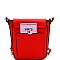 TWO TASSEL ACCENT BEE CHARM FLAP SHOULDER BAG