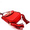 TWO TASSEL ACCENT BEE CHARM FLAP SHOULDER BAG