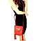 TWO TASSEL ACCENT BEE CHARM FLAP SHOULDER BAG