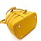 Medium 2 in 1 Cut-Out Drawstring Mixed-Material Bucket Satchel