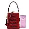 JEWEL TOP CROCODILE PRINT SATCHEL