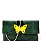 Butterfly Charm Block Striped Clutch Shoulder Bag