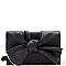 3-Compartment Knotted Bow Accent Clutch Shoulder Bag