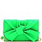 3-Compartment Knotted Bow Accent Clutch Shoulder Bag