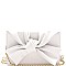 3-Compartment Knotted Bow Accent Clutch Shoulder Bag