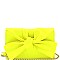 3-Compartment Knotted Bow Accent Clutch Shoulder Bag