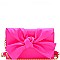 3-Compartment Knotted Bow Accent Clutch Shoulder Bag