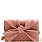 3-Compartment Knotted Bow Accent Clutch Shoulder Bag