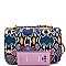 2-Way Snake Print Turn-Lock Flap Shoulder Bag
