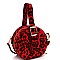 ROUND LEOPARD PRINT BUCKLE WRIST HANDLE MEDIUM SATCHEL